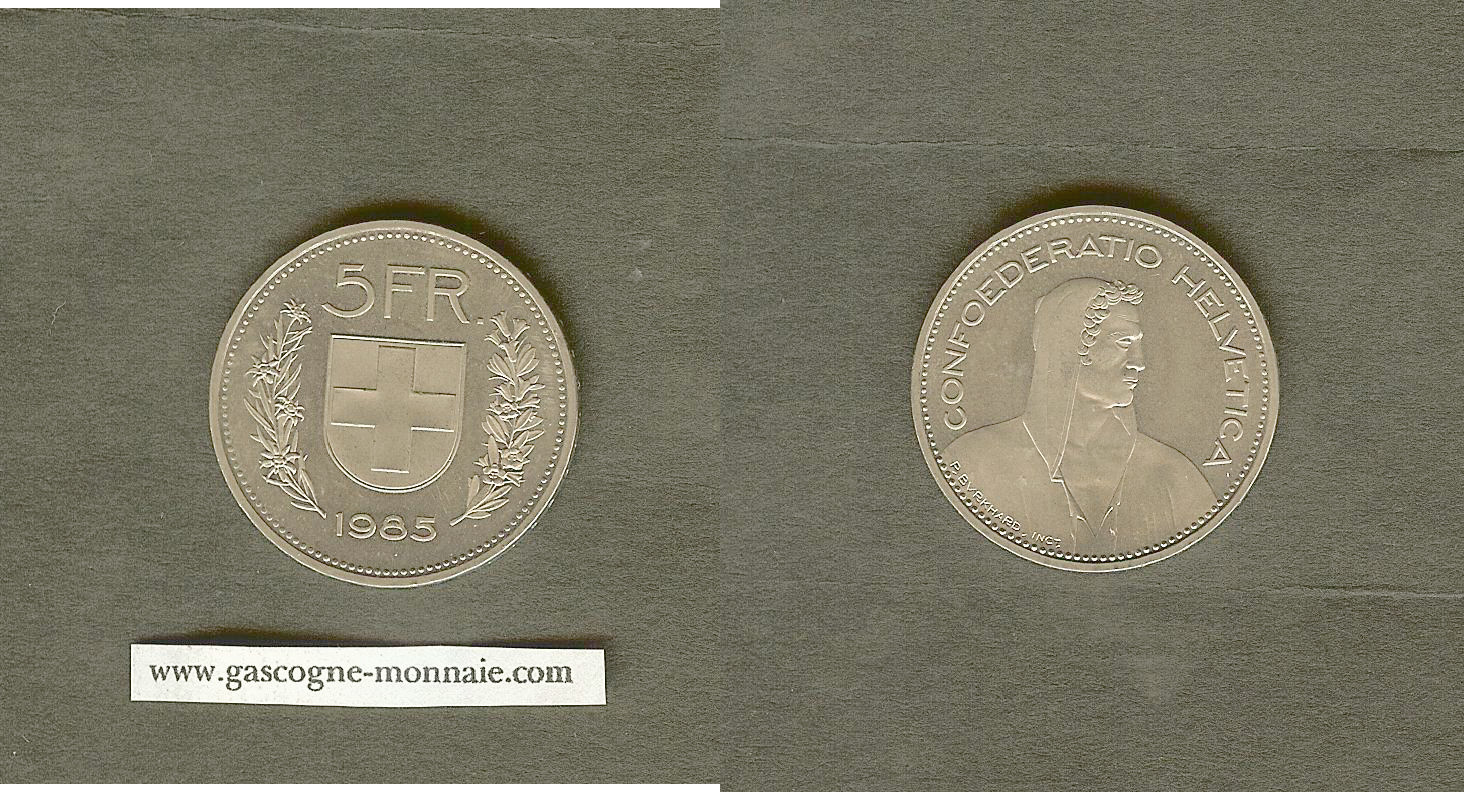Switzerland 5 francs 1985 Proof